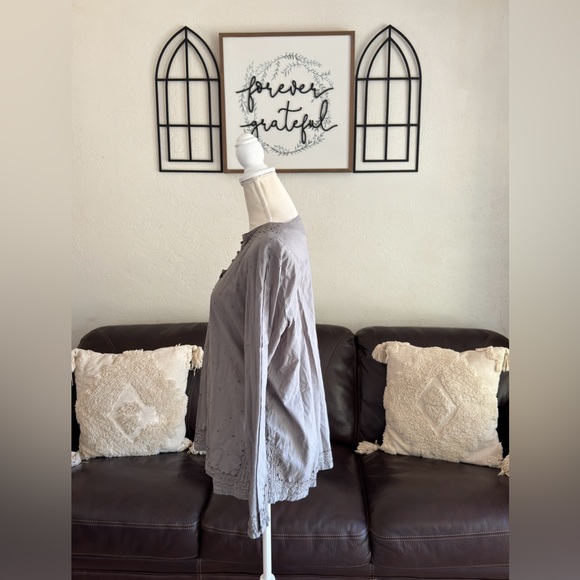 New Direction Long Sleeve Top 100% Cotton Embroidered Beaded Hippie Boho Size M - Picture 5 of 10